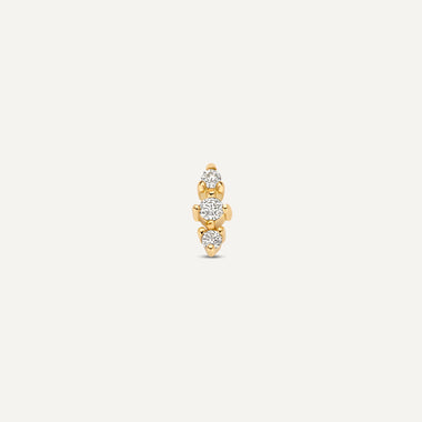 14 Karaat Goud met Diamanten Drievoudige Diamant Staaf Piercing (0.02 ct) - 5