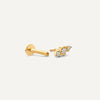 14 Karaat Goud met Diamanten Drievoudige Diamant Staaf Piercing (0.02 ct) - 6