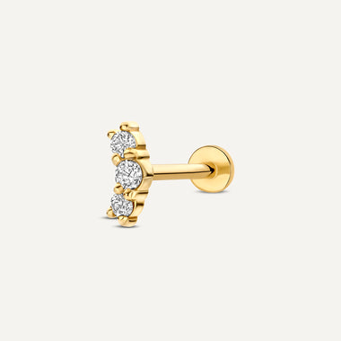 Oro de 18 quilates con diamantes Piercing de barra curvada con diamante (0,06 ct) - 1