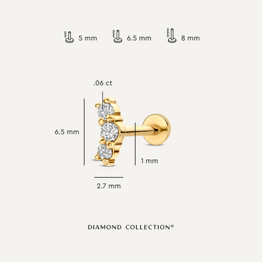 18 Karat Gold with Diamonds Diamond Curved Bar Piercing (0.06 ct) - 8