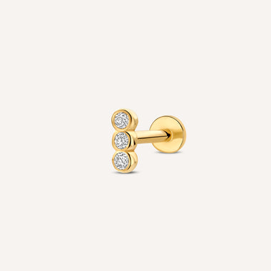 14 Karat Gold with Diamonds Threaded Diamond Bezel Set Piercing (0.03 ct) - 1