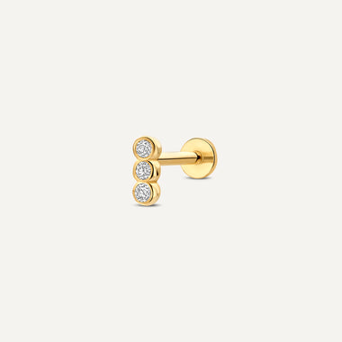 585er Gold mit Diamanten Diamant Reihe Bezel Set Piercing (0.03 ct) - 1