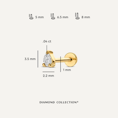 14 Karat Gold with Diamond Diamond Pear Cut Piercing (0.04 ct) - 6