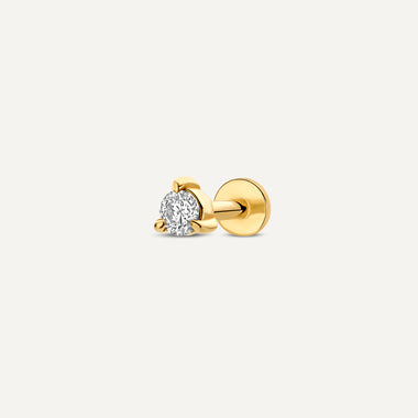 18 Karat Gold with Diamond Three Prong Diamond Piercing (0.05 ct) - 1