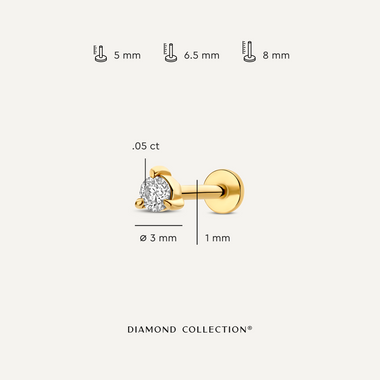 18 Karat Gold with Diamond Three Prong Diamond Piercing (0.05 ct) - 6