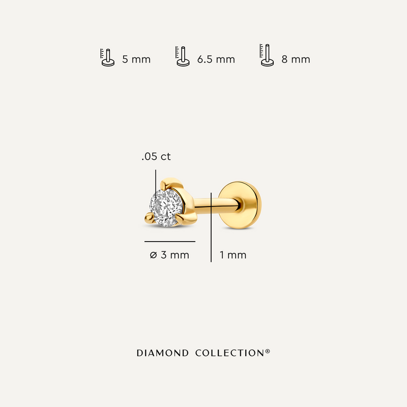 Three Prong Diamond Piercing (0.05 ct)