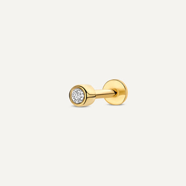 Oro de 18 Quilates con Diamante Piercing Bezel Set Diamante Talla Round (0.03 ct) - 1