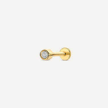 14 Karaat Goud met Diamant Diamant Bezel Set Round Cut Piercing (0.03 ct) - 1