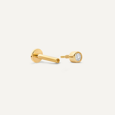 14 Karaat Goud met Diamant Diamant Bezel Set Round Cut Piercing (0.03 ct) - 6