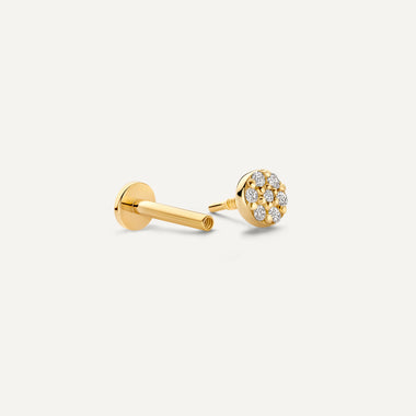 14 Karaat Goud met Diamanten Pavé Diamant Ronde Piercing (0.04 ct) - 8