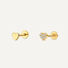 Or 14 Carats avec Diamants Set de Piercing Cœur Diamant (0.02 ct) - 1