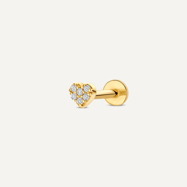 14 Karat Gold with Diamonds Pavé Diamond Heart Piercing (0.02 ct) - 1