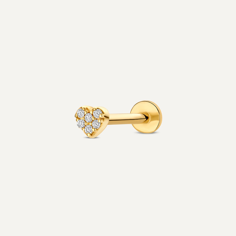 Piercing de Coração com Diamante Pavé (0.02 ct)