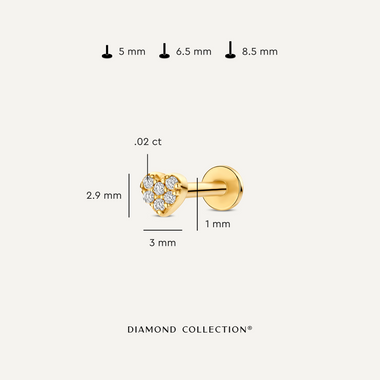 585er Gold mit Diamanten Diamant Herz Piercing Set (0.02 ct) - 10
