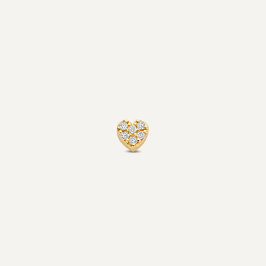 14 Karaat Goud met Diamanten Pavé Diamant Hart Piercing (0.02 ct) - 5