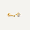 14 Karaat Goud met Diamanten Pavé Diamant Hart Piercing (0.02 ct) - 6