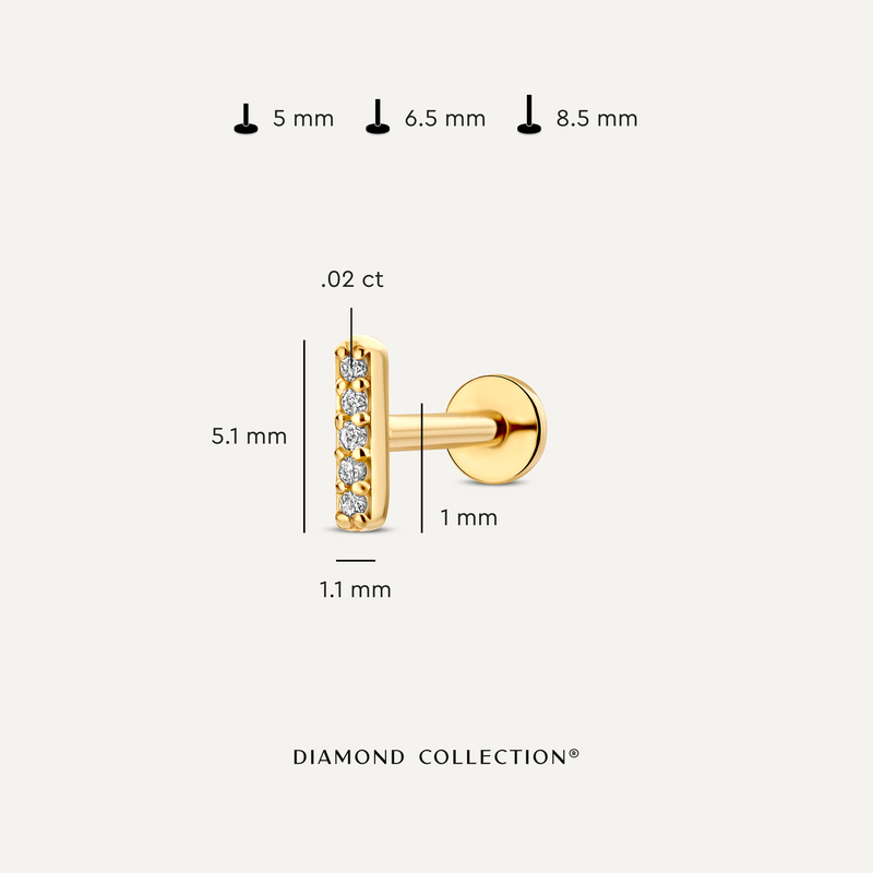Pavé Diamant Staaf Piercing (0.02 ct)