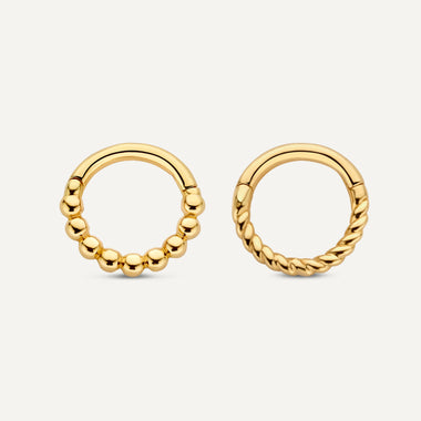 14 Karat Gold Cartilage Hoops Piercing Set (9mm) - 1