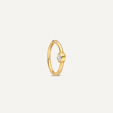 14 Karaat Goud met Diamant Solo Diamant Bezel Set Daith Hoop Piercing (13mm) (0.06 ct) - 5