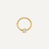 14 Karaat Goud met Diamant Solo Diamant Bezel Set Daith Hoop Piercing (13mm) (0.06 ct) - 1