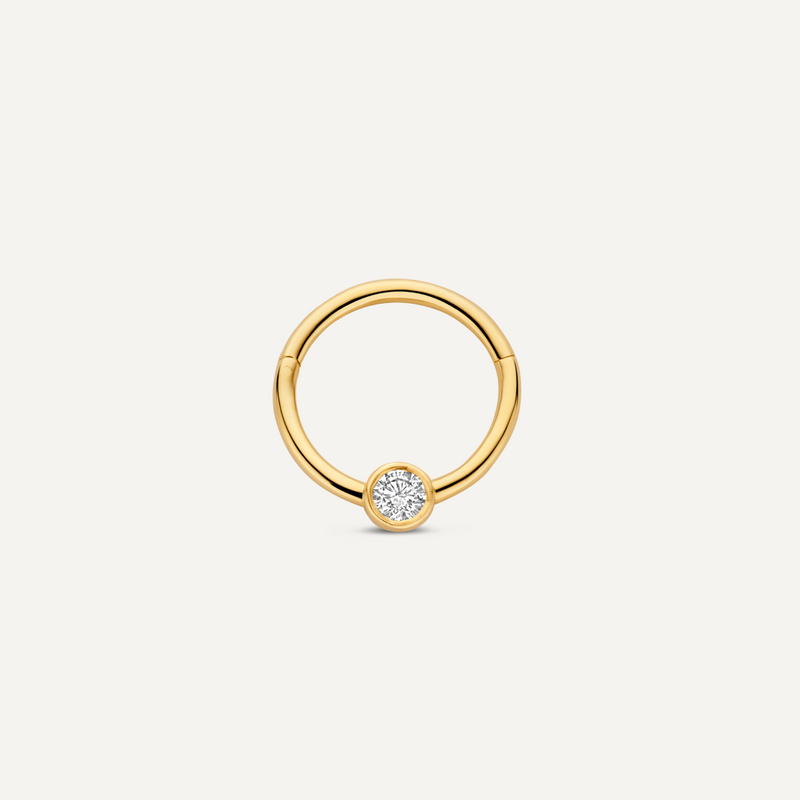 Solo Diamant Bezel Set Daith Hoop Piercing (13mm) (0.06 ct)