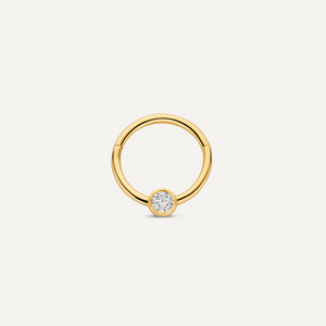 Diamond Bezel Set Round Cut Piercing 14 Karat Gold