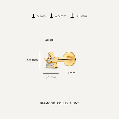 14 Karat Gold with Diamonds Pavé Diamond Star Piercing (0.01 ct) - 7