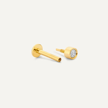 Oro de 14 Quilates con Diamante Diamond Illusion Set Round Cut Piercing (0.01 ct) - 6