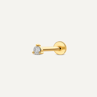 Ouro de 14 Quilates com Diamante Piercing de Diamante com Três Garras (0.03 ct) - 1
