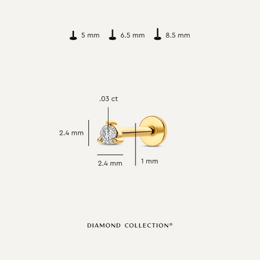 14 Karat Gold with Diamond Three Prong Diamond Piercing (0.03 ct) - 8