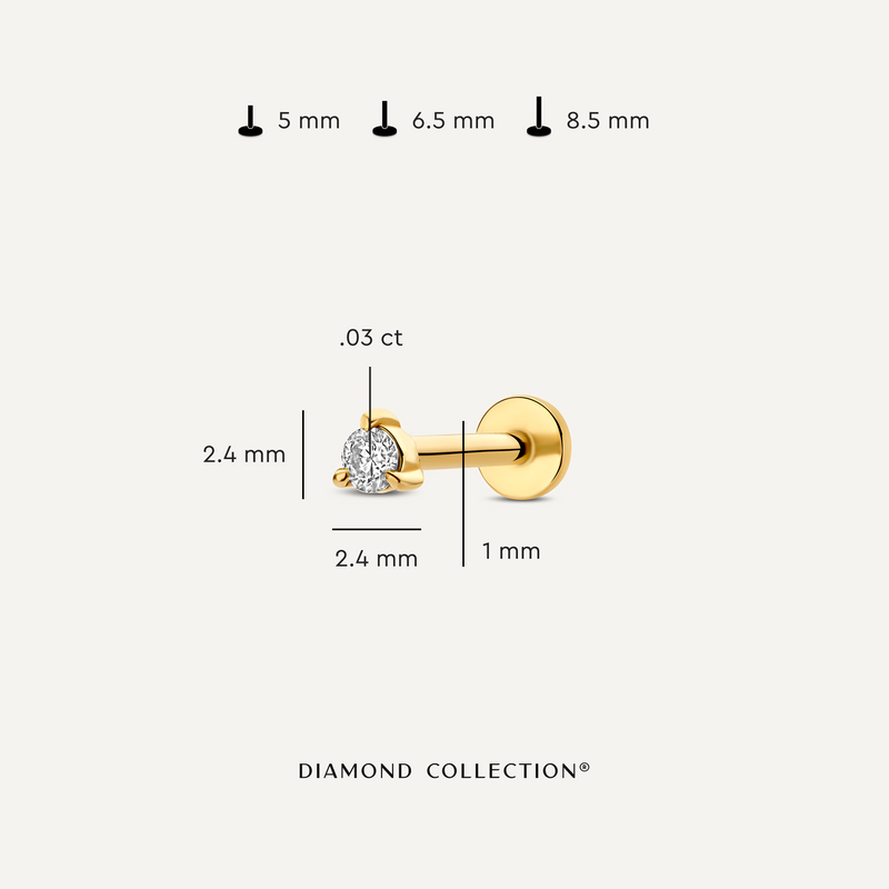 Three Prong Diamond Piercing (0.03 ct)