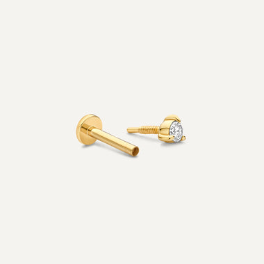 14 Karat Gold with Diamond Three Prong Diamond Piercing (0.03 ct) - 7