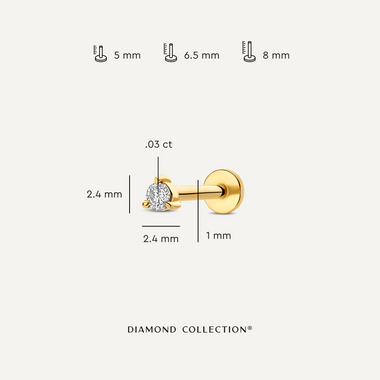 585er Gold mit Diamant Drei-Krappen Diamant-Piercing (0.03 ct) - 7
