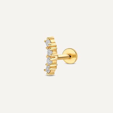14 Karat Guld med Diamanter Diamant Böjd Stav Piercing (0.07 ct) - 1