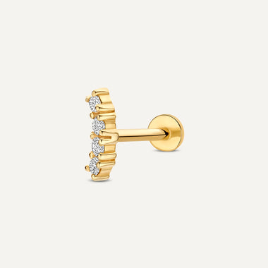 14 Karat Guld med Diamanter Diamant Böjd Stav Piercing (0.07 ct) - 1