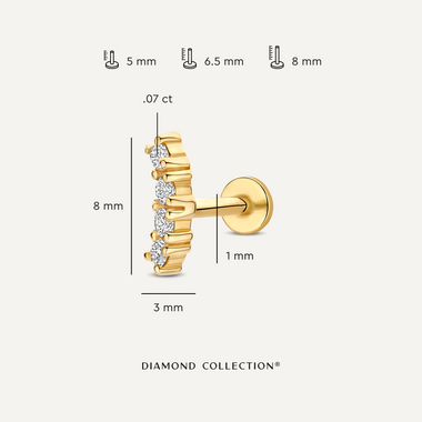 14 Karat Gold with Diamonds Diamond Curved Bar Piercing (0.07 ct) - 7