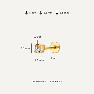 14 Karat Gold with Diamond Mini Four Prong Diamond Piercing (0.03 ct) - 10