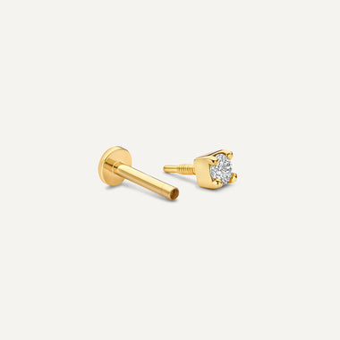 14 Karat Gold with Diamond Mini Four Prong Diamond Piercing (0.03 ct) - 9