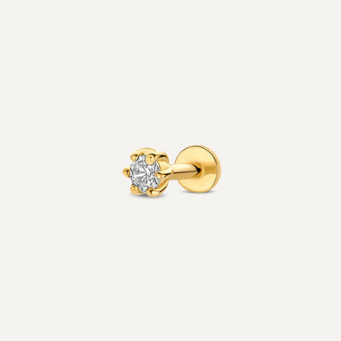 14 Karat Gold with Diamond Mini Six Prong Diamond Piercing (0.03 ct) - 1