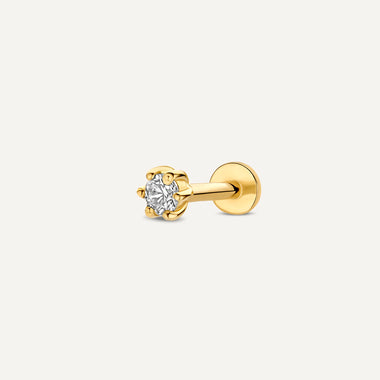 Oro de 14 Quilates con Diamante Mini Diamante de Seis Garras para Piercing (0.03 ct) - 1