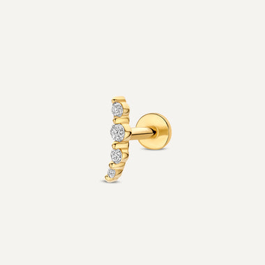 14 Karat Gold with Diamonds Diamond Threaded Curve Piercing (0.05 ct) - 1