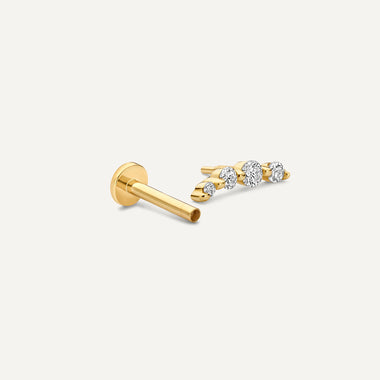 14 Karat Gold with Diamonds Diamond Threaded Curve Piercing (0.05 ct) - 6