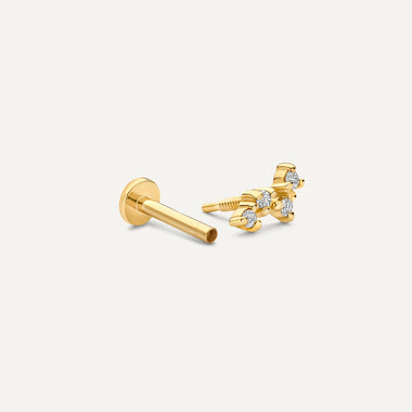 14 Karat Gold with Diamonds Diamond Wavy Piercing (0.03 ct) - 6