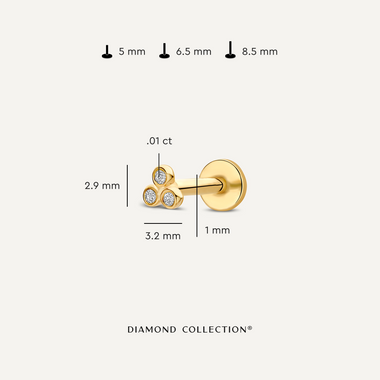 14 Karat Gold with Diamonds Bezel Set Diamond Lotus Piercing (0.01 ct) - 8