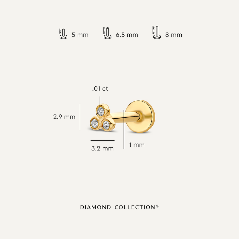 Diamant Lotus Piercing med infattning (0.01 ct)