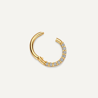 14 Karat Guld med Diamanter Pavé Diamant Daith Hoop Piercing (10mm) (0.05 ct) - 5