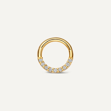 14 Karat Guld med Diamanter Pavé Diamant Daith Hoop Piercing (10mm) (0.05 ct) - 1