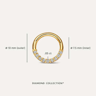 14 Karat Guld med Diamanter Pavé Diamant Daith Hoop Piercing (10mm) (0.05 ct) - 6