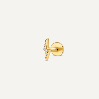 14 Karat Gold with Diamonds Diamond Lightning Bolt Piercing (0.01 ct) - 1