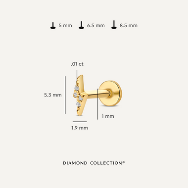 14 Karat Gold with Diamonds Diamond Lightning Bolt Piercing (0.01 ct) - 7